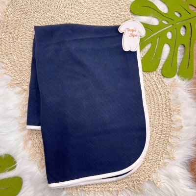 Saída de Maternidade Tricotil (Tricot 100% Algodão) - Azul Marinho Carrinhos